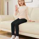 4 Pack Girls Fleece Lined Leggings Cotton Kids Winter Warm Leggings Thick Thermal Tights Pants (5-6 Years, Black,black,black, Black)