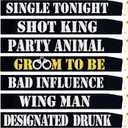 7 Pcs Bachelor Party Sashes Set - Funny Groom to Be/Team Groom/Groomsmen/Best Man Sash for Men Bachelor Bachelorette Party Accessories Favors Supplies Decorations Gifts(Black, Silver)