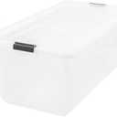 IRIS USA 91 Qt Stackable Plastic Storage Bins with Lids, 1 Pack - BPA-Free, See-Through Organizing Solution, Latches, Durable Nestable Containers, Secure Pull Handle, Made in USA - Clear