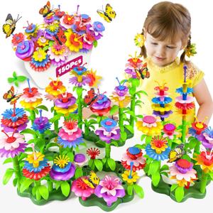 Gojmzo Toys Gifts for 2 3 4 5 Year Old Girl, 150 PCS Flower Garden Building Toys, Toddler Girl Birthday Gifts Age 2-4 3-5