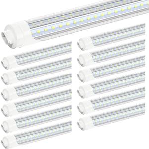 JESLED R17D/HO 8FT LED Bulbs - (12 Pack) Rotate V Shape, 5000K Daylight 72W, 7200LM, 110W Equivalent F96T12/DW/HO, Clear Cover, T8/T10/T12 Replacement, Dual-End Powered, Ballast Bypass