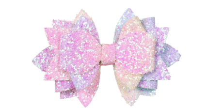 Glitter Bow Hair Clip 4 Layers Sparkly Sequin Hair Bows 3.6 Inch Kids Girls Holiday Cheer Hair Accessories for Christmas Birthday, Rainbow