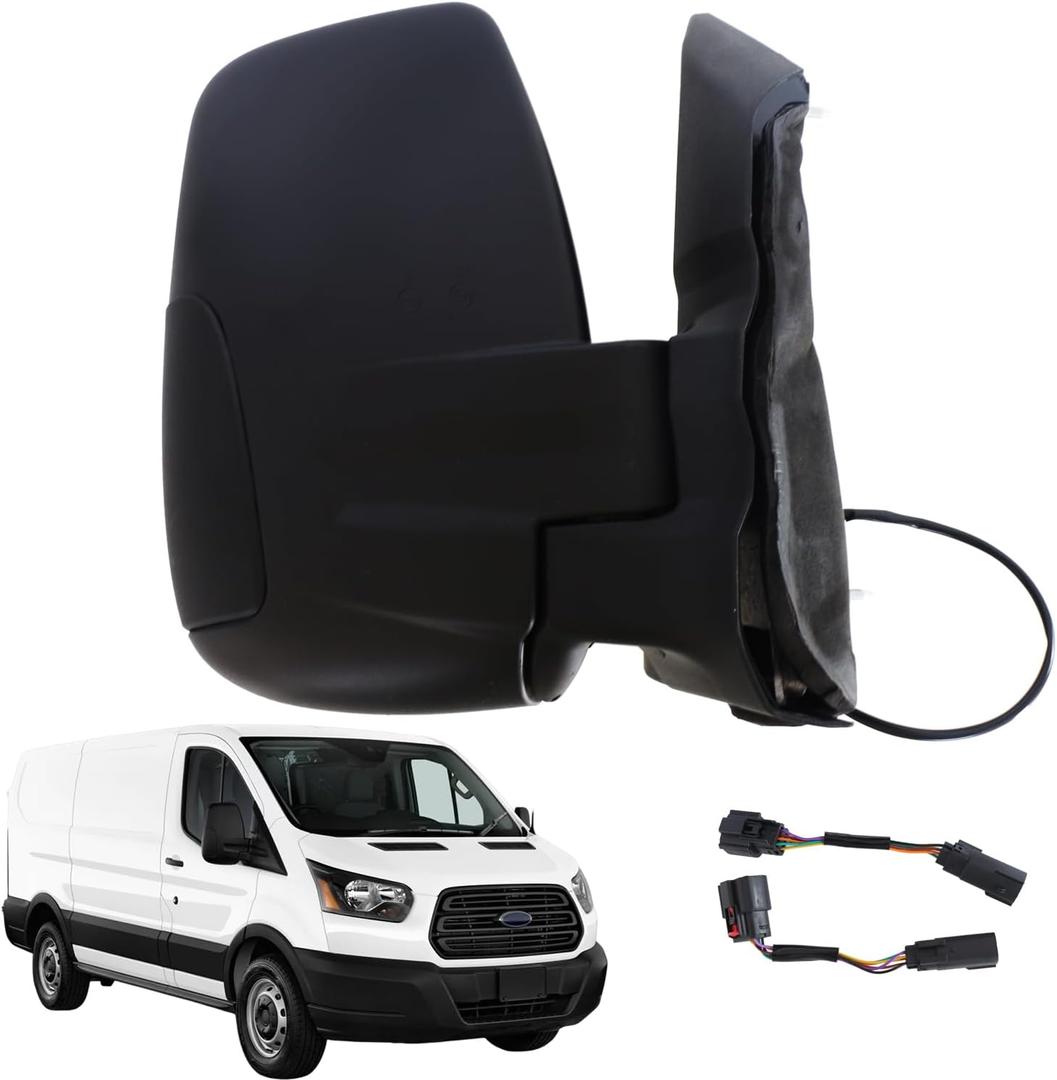 Marretoo Passenger Right Side View Mirror replacement for 2015-2025 FORD Transit 150 250 350 HD Cargo Van 3pins Power Glass,Non-Heated Short Arm FO1321600 CK4Z17682DA