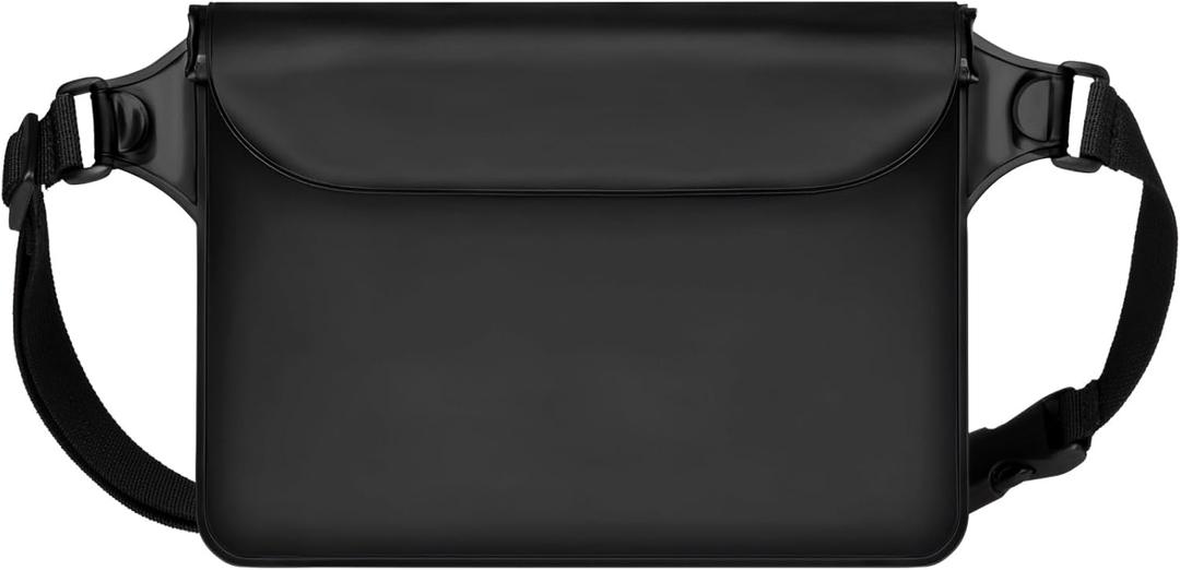 F-color Waterproof Fanny Pack - Waterproof Phone Pouch with Waist Strap - Cruise Essentials 2025 Must Haves Waterproof Pouch Dry Bag Keep Phone Valuables Safe for Beach Kayaking Boating Fishing (1 Pack,Black)
