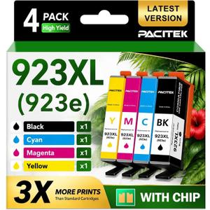 923XL Ink Cartridges Combo Pack Replacement for HP 923 923e Ink Cartridges for Printers, Compatible with OfficeJet Pro 8130 8120 8120e 8130e 8125e Printers, 4-Pack