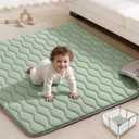 Blissful Diary Baby Play Mats for Floor, 59x59 Inch Thicker and Larger Soft Cushioning Foam Playmats for Babies and Toddlers, Foldable Washable Baby Playpen Mat, Sage Green