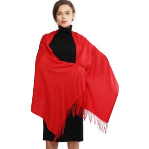 RIIQIICHY Women's Scarf Pashmina Shawls and Wraps for Evening Dress Bridesmaid Wedding Bridal Winter Warm Long Large Scarves (Red, L)