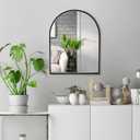 Small Black Metal Frame Bathroom Arch Mirror for Over Sink, 10x13 Inch Arched Tempered Mirror, Wall Vanity Mirror for Farmhouse, Modern Luxe Mirror for Bedroom, Living Room, Entryway