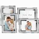 Queekay 4 Pack Glitter Picture Frame Silver 4 x 6 Inch Crystal Bling Mirror Picture Frame Wall Decor for Valentines Graduation Wedding Home Table