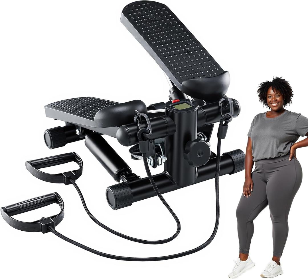 OLIXIS Steppers for Exercise At Home Workout Equipment, Mini Stepper Exercise Machine for Senior Citizens, Twist Stepper with Resistance Bands, Cardio Weight Loss Equipment Home Fitness