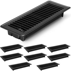8 PCS Floor Vents Floor Registers 4x12 inch, Heavy Duty Metal Heat Air Vent Covers 4 X 12 with Rust Proof Finish for Home Office Wall Floor Registers Grilles & Vents (8, Black, 4x12 Inches)