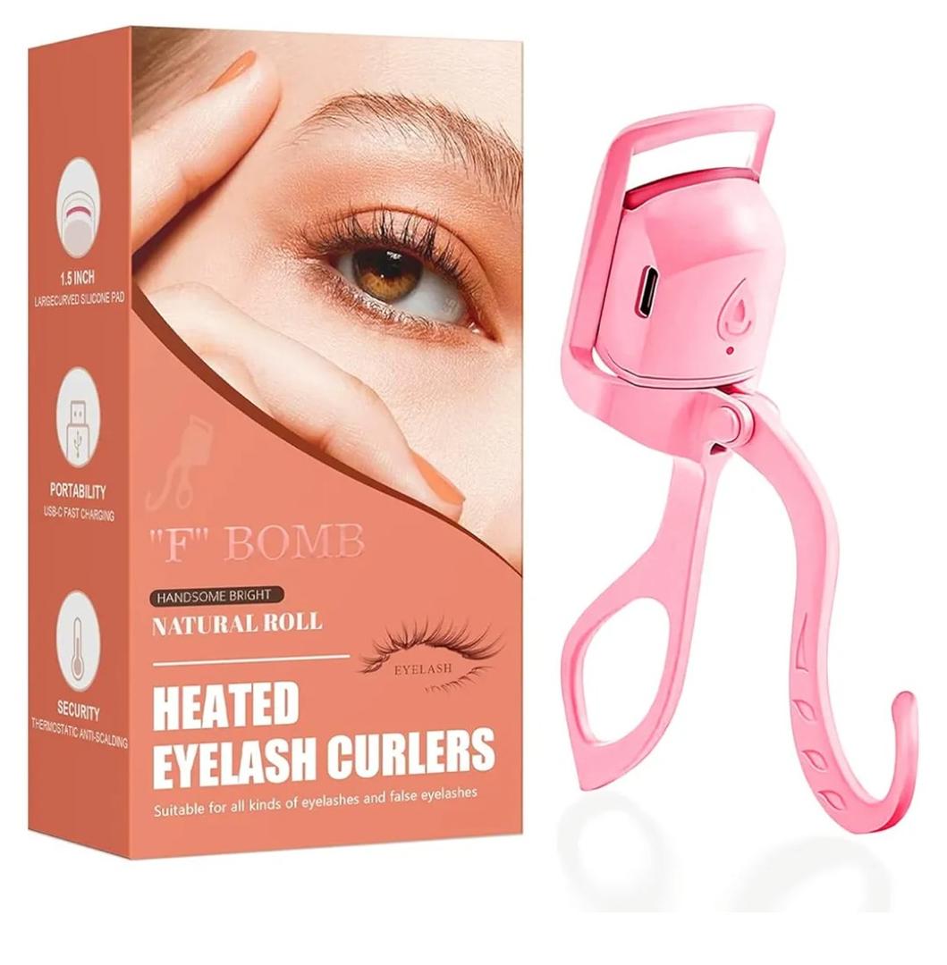 Heated Eyelash Curler Fast Heat Up in 5s - C-Shaped Rechargeable Electric Eyelash Curler for 24H Long Lasting Curls - Safe Anti-Burn Lash Curler Elevate Your Beauty with Stunning Lashes