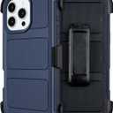 Shockproof Defender Case for iPhone 16 Pro Max with Holster, Heavy Duty Rugged with Stand, for Protective Phone Case iPhone 16 Pro Max Case Blue