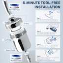Ispring 33-Stage High Output Shower Filter, Universal Shower Head Filter for Hard Water, 99% Removal of Heavy Metals, Chlorine & Sediment - Chrome (SF1S)