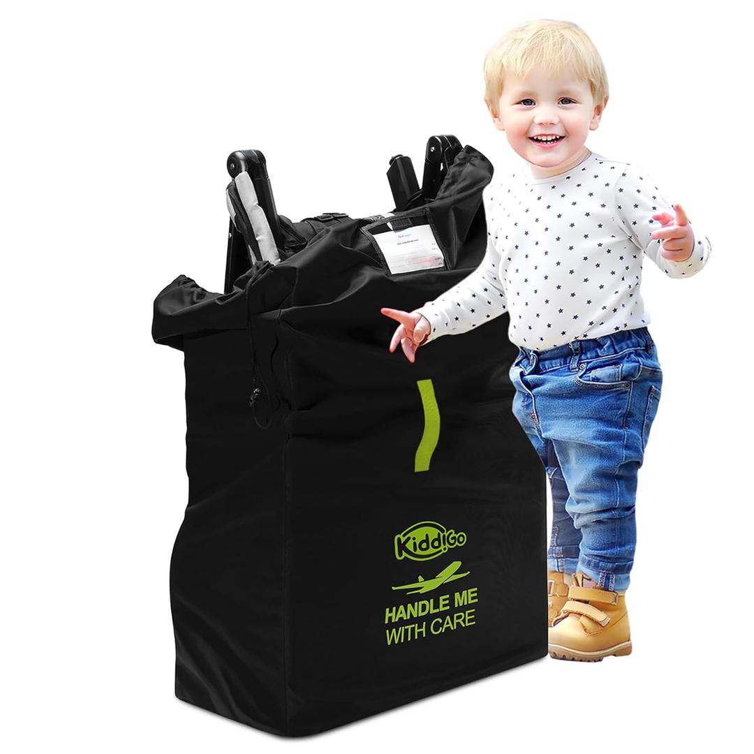 Travel Stroller Bag for Airplane, Black and Green, 47" H x 24" W x 15" D, Fits Most Large, Single, Double, Jogging Strollers, Waterproof, Heavy-Duty Protection, Easy-to-Carry Design