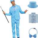 Harry and Lloyd Tuxedos Mens Fun Suit Dumber Orange Suit Dumb Blue Blazer Top Hat Bow Tie Halloween Cosplay Costume