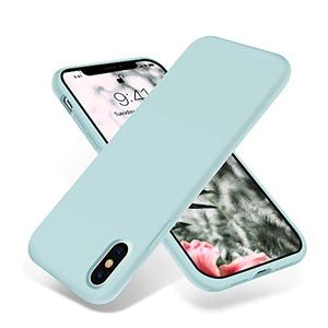 OTOFLY Compatible with iPhone X Case, [Silky and Soft Touch Series] Premium Soft Silicone Rubber Full-Body Protective Bumper Case - MintCream