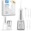 2026 Upgraded Version 350ML Water Flosser with Drainage & Storage Stand, Keeps Dry & Clean, 5 Modes, 360Nozzle, Cordless Rechargeable, IPX7 Waterproof, Portable for Home & Travel (White)