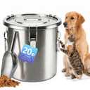 PRRPRR 10LB Stainless Steel Dog Food Storage Container with Lid & Scoop, Large Dog Food Storage Container for Dry Pet Food, Metal Dog Food Container, Pet Food Storage Container for Kibble