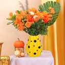 MYFLOCY Pumpkin Vases for Flowers Halloween Pumpkin Vase Centerpieces for Tables Decorative Fall Pumpkins Planter for Home Decor (Orange, Black Circle)