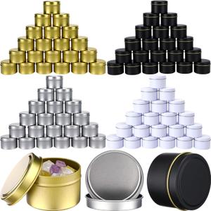 Moxweyeni 100 Pcs 4 Oz Candle Tins with Lids DIY Metal Wax Container Tins Bulk Empty Round Containers for Candle Making, Salves Candy Favors, Spices, Crafts, Christmas Gifts (4 Colors)