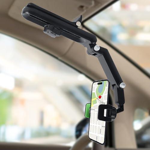 THUTEP Green Sun Visor Phone Holder, Phone Holder for Car, 360 Rotatable and Adjustable, Compatible with All Smartphones, More Comfortable to Use Hands-Free. (Green)