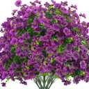 Grunyia Artificial Fake Flowers for Outdoor Spring Decoration, 16 Bundles Faux Silk Colorful Daisy UV Resistant Realistic for Outside Porch Patio Home Yard Garden Planters Pots Window Box (Purple)