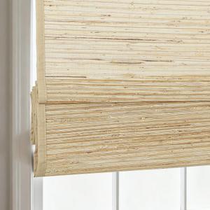 Cordless Bamboo Roman Shades, Woven Linen Roman Blinds, 25" W x 48" H