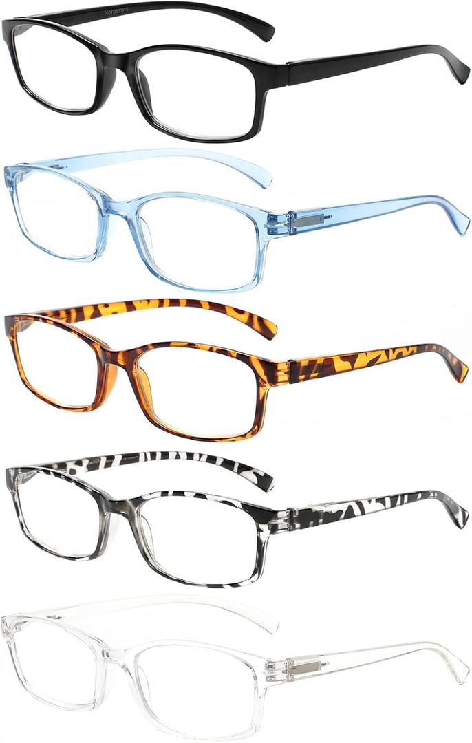 NORPERWIS Reading Glasses 5 Pairs Quality Readers Spring Hinge Vintage Glasses for Reading for Men and Women (Mix Color - 3, 0.75, multiplier_x)