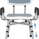 Adjustable Shower Chair with Arms & Back, Stable Heavy Duty 550lbs Safety Bathtub Seat with Non-Slip Feet, Rust-Resistant Aluminum Frame & Tool-Free Assembly for Elderly & Disabled (White)