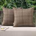 MIULEE Outdoor Waterproof Throw Pillow Covers Decorative Farmhouse Water Resistant Cushion Covers for Tent Patio Garden Couch Sofa Pack of 2, 18x18 Inch Brown