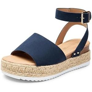 DREAM PAIRS Women's Platform Espadrilles Casual Ankle Strap Wedge Sandals Comfortable Dressy Summer Shoes 8