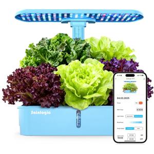 Sainlogic Hydroponics Growing System Kit, 12 Pods Watering Planter, Smart Indoor Garden with APP & WiFi Connected, 5 X Growth with 24W LED, Quiet Pump, for Vegetables, Herbs and Flowers