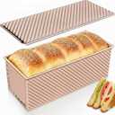Bread Pan with Lids, 1Lb Dough Capacity, Non-Stick Carbon Steel Pullman Loaf Pan for Baking, Professional Toast Box Mold- Gold