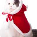 ANIAC Pet Christmas Costume Poncho Cape with Hat Santa Claus Cloak for Cats and Small Dogs Red Christmas Dog Costume Holiday Cat Outfit (Small)
