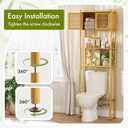 Over The Toilet Storage Cabinet Bamboo, 4-Tier Over Toilet Organizer Rack Freestanding Toilet Shelf for Bathroom, Laundry, Space Saver, Natural Color