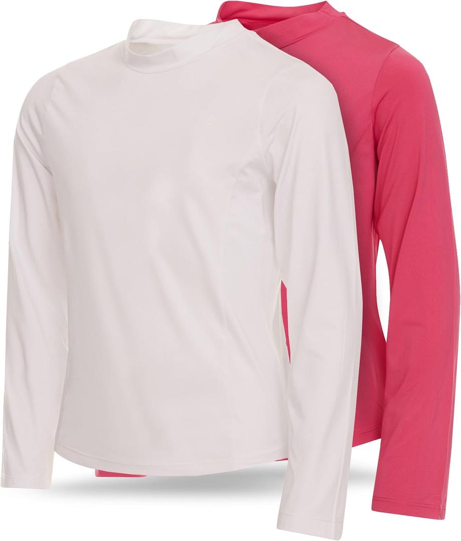 Volcom Girls Rash Guard 2 Pack Rash Guard for Girls Long Sleeve Swim Shirt SPF50+ (Fuchsia), 12