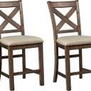 Signature Design by Ashley Moriville Rustic Farmhouse 24.5" Upholstered Barstool, 2 Count, Beige & Brown