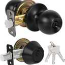 Exterior Door Lock Set, Single Cylinder Deadbolt Lock and Door Knob Set, Keyed Alike Front Door Lock Set, Matte Black Door Knob and Deadbolt Set