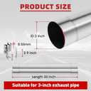 LCGP 3 Inch Straight Exhaust Pipe, 3" Stainless Steel Straight Muffler Replacement Pipe, 20" Length Mandrel Exhaust Tube with Two Lap Joint Band Clamps(New Version)