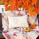 Tosleo Halloween Throw Pillow Covers 12x20 inch Set of 2 White Sequin Embroidery Pumpkins Pillow Cases Thanksgiving Home Party Pumpkin Fall Decor Plush Pillowcases Cushion Covers