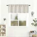 Lecloud Natural Valances for Windows 18 Inch Length, Light Filtering Faux Linen Kitchen Curtains for Small Window, Airy Rod Pocket Farmhouse Drapes for Cafe Apartment Bathroom, 52" W x 18" L 1 Panel