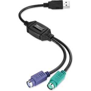 Perixx PERIPRO-401 PS2 to USB Adapter for Keyboard and Mouse - Built-in USB Controller - Black