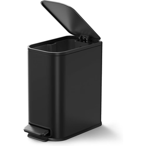 Cesun Small Bathroom Trash Can with Lid Soft Close, Step Pedal, 5 Liter / 1.3 Gallon Stainless Steel Garbage Can with Removable Inner Bucket, Waste Basket for Bathroom, Bedroom (Black)