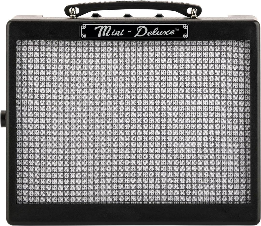 Fender Mini Deluxe Electric Guitar Amp, Mini Guitar Amp, Portable Guitar Amplifier, Guitar Accessories, 3 Watts, Black