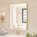 Twalsu LED Bathroom Mirror with Lights, 24x36 Inch Gold Metal Framed LED Mirror for Bathroom, 3 Colors and Stepless Dimmable Wall Mounted Lighted Bathroom Vanity Mirror, Anti-Fog, Memory