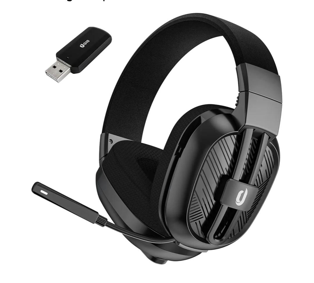 Jeecoo 2.4GHz Wireless Gaming Headset with Microphone for PC PS5 PS4, Bluetooth 5.3 Gaming Headphones with Noise Canceling Mic for Laptop, Mobile, Mac, Stereo Sound, 50+Hr Battery, Low Latency