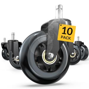 OLKIE Office Chair Wheels Roller Blade Caster 11mm All Black 3 Inch 10 Pack Chair Wheels for Office Rubber Rolling Set of 10 for Carpet Hardwood Floors Gaming Smooth & Silence Gliding