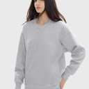PUMIEY Women's Oversized Sweatshirts Fleece Crew Neck Hoodies with Pockets Long Sleeve Pullover Tops Three-No Collection (Medium, Heather Grey)