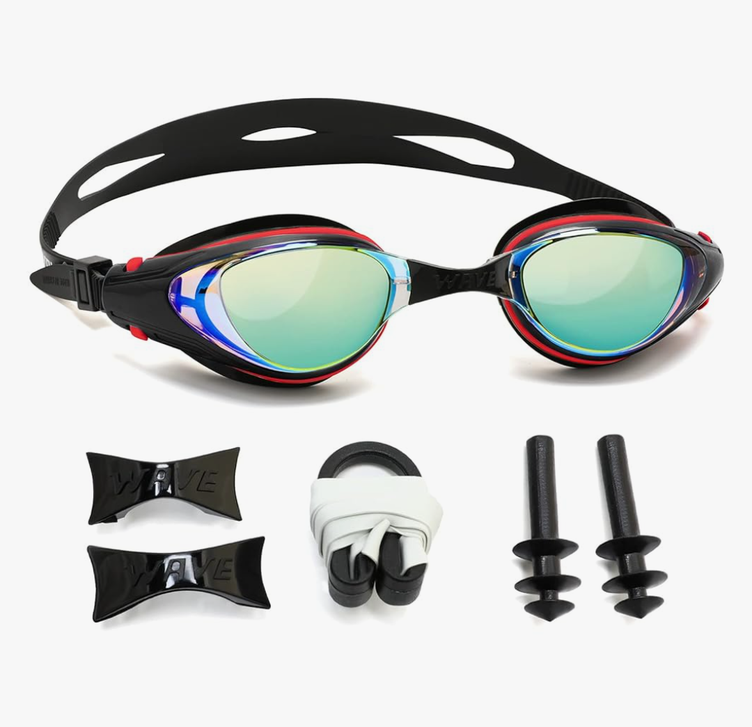 Nearsighted Swim Goggles, Shortsighted Optical Swimming Goggles No Leaking Anti Fog UV Protection for Adult Men Women -5,5